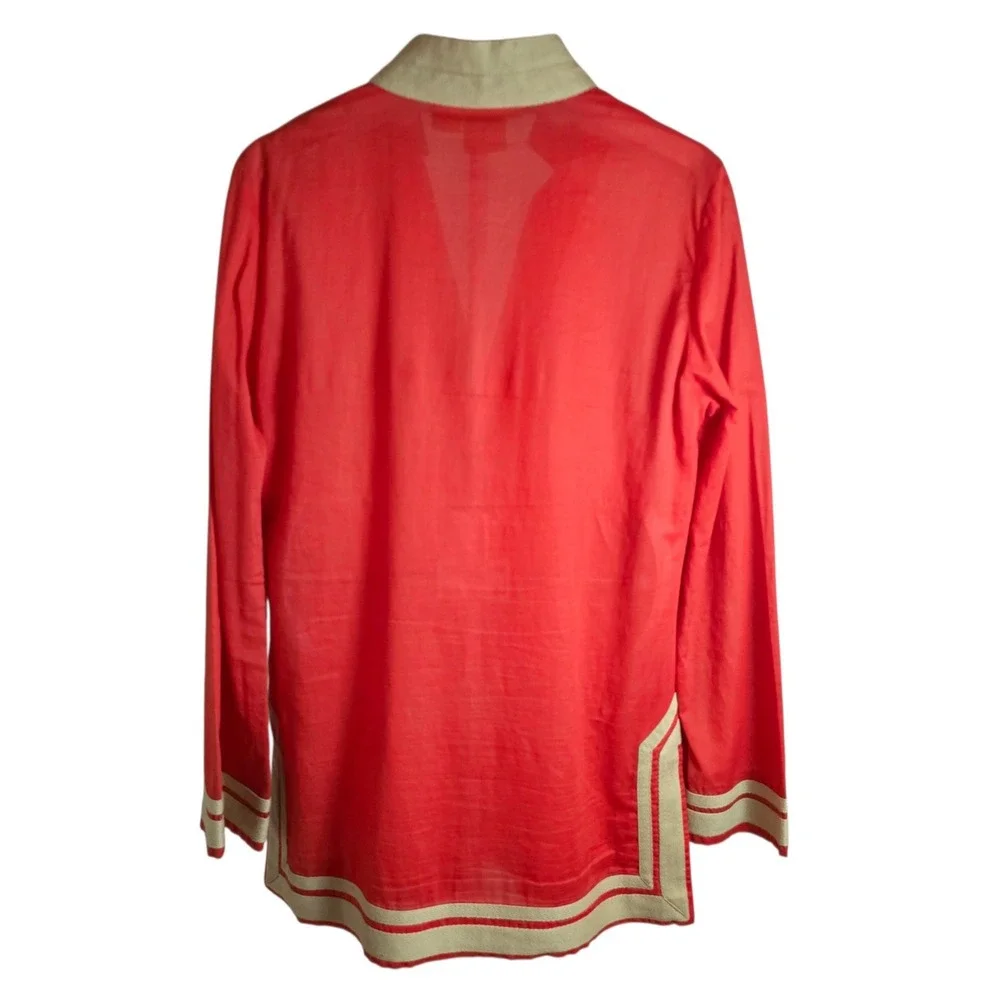 Tory Burch Orange Cotton Tunic Caftan Resort Boho‎ Size 10